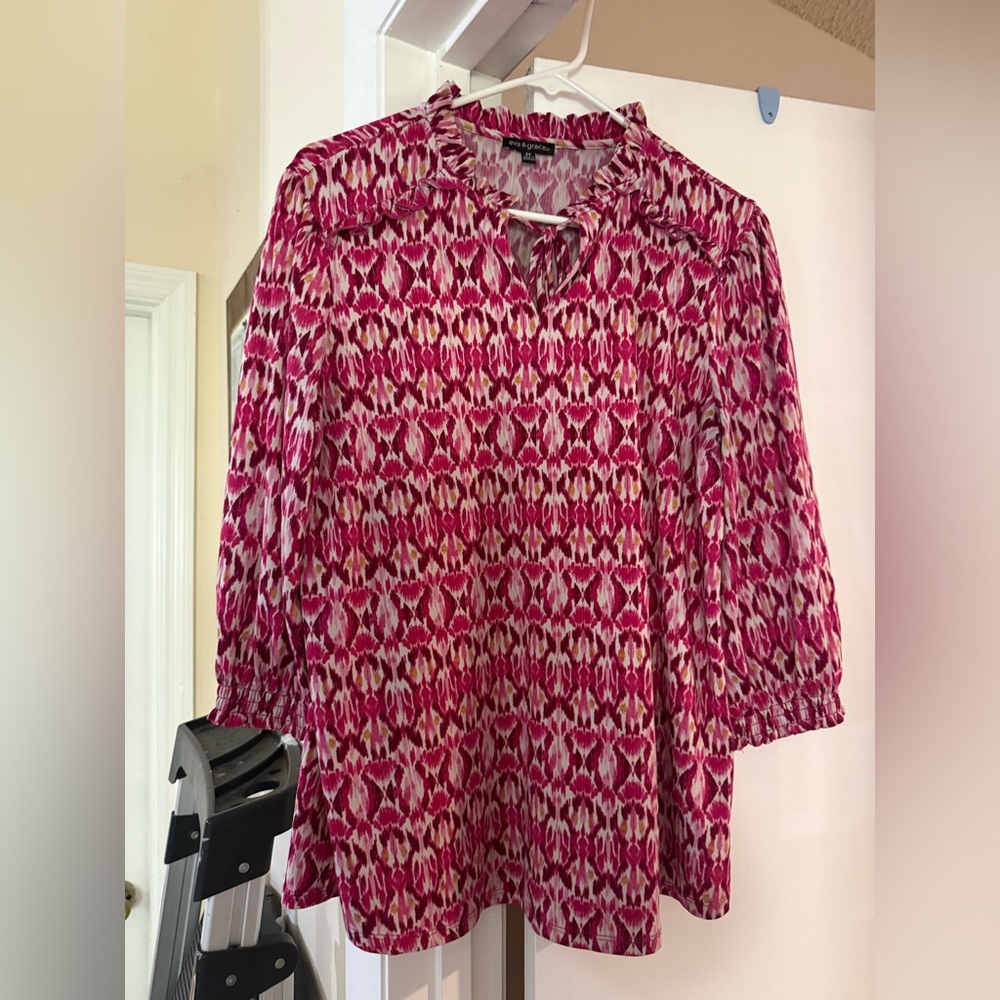 Ava & Grace Pink Ikat Print Blouse
